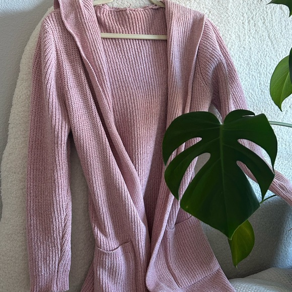 Cozy chenille pink cardigan - Picture 1 of 2